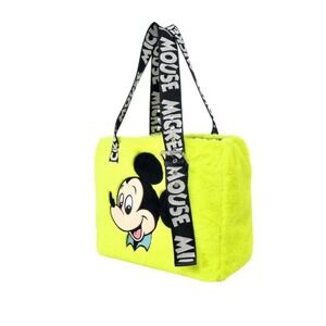 Disney Parks Mickey Mouse Fuzzy Faux Fur Plush Tote Bag Vintage
